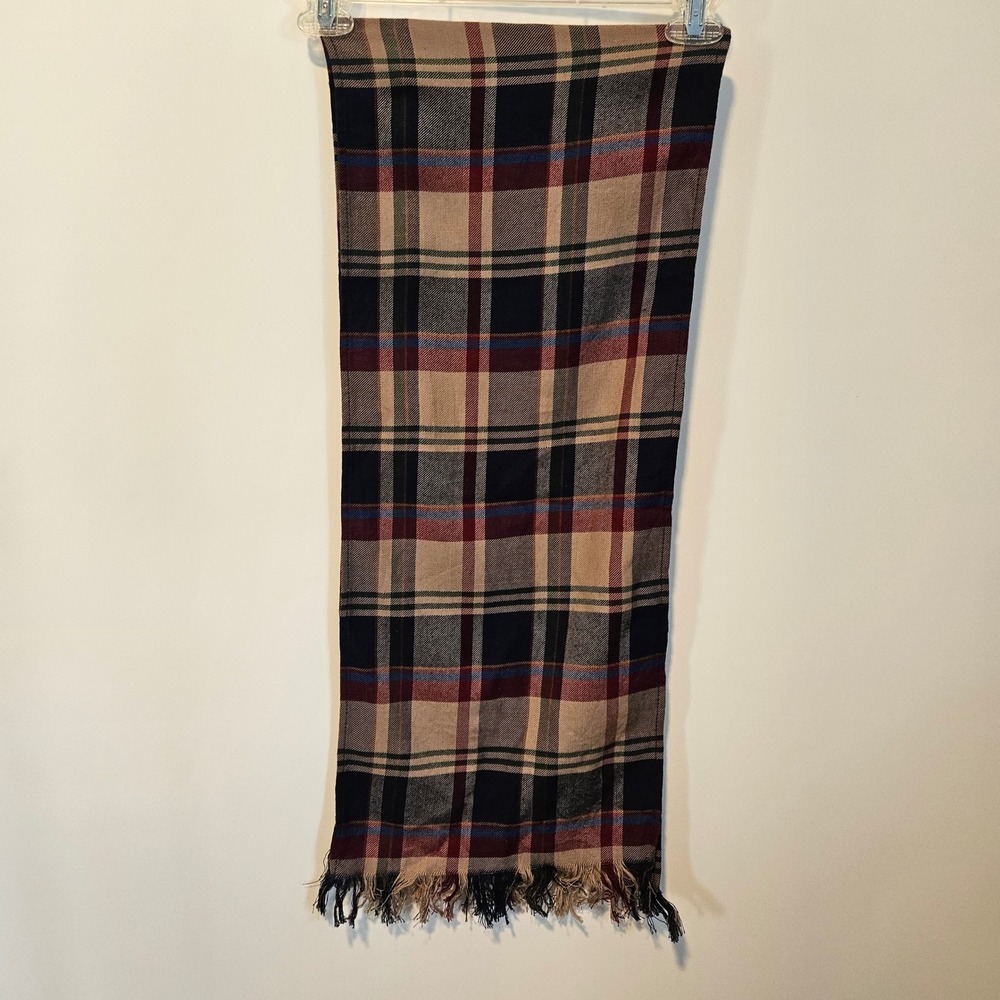 Lobo Pendleton Vintage Plaid Scarf Cotton Wool Academia Fringe Winter Fall